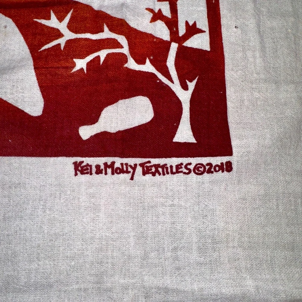 Kei & Molly Textiles Flour Sack Dish Towel Hand Painted Desert Birds Cotton NWT